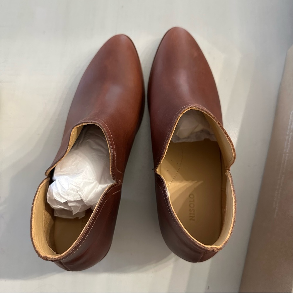 Nosolo Women’s Mia Ankle Bootie Low Cut Leather Slip-On in Terracotta Sz 11 NIB - Picture 5 of 11